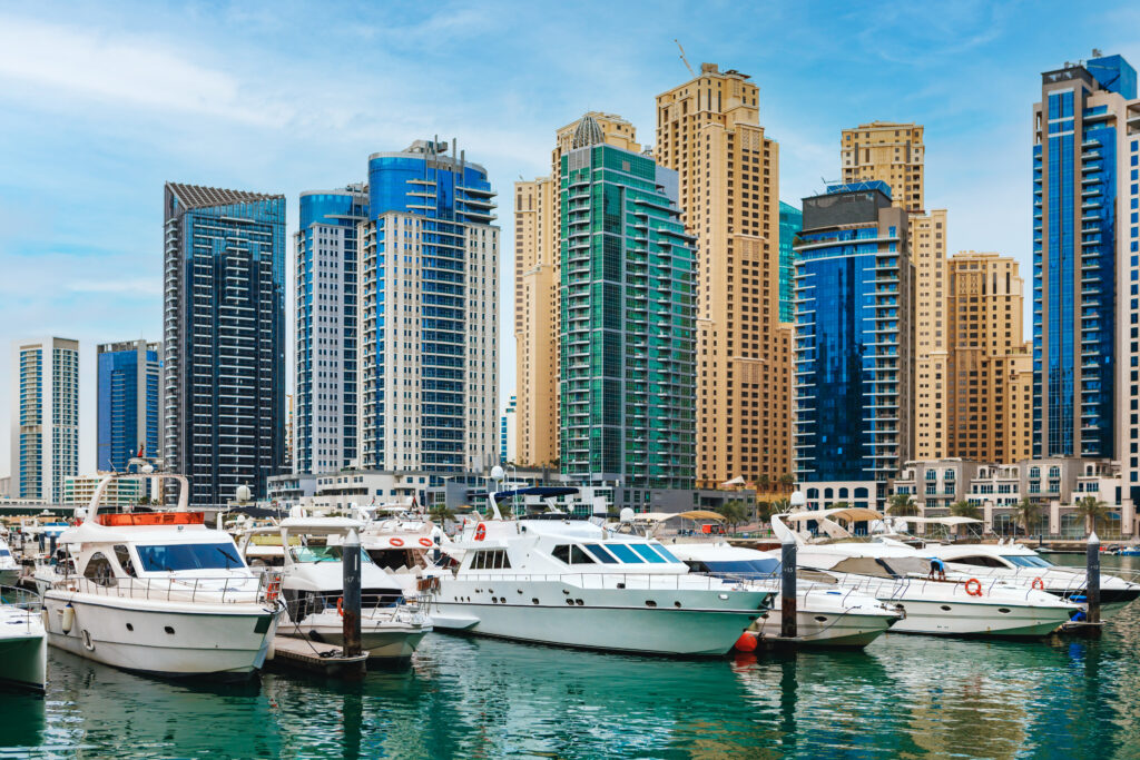 Dubai Marina Wolkenkratzer und Hafen in Dubai, Vereinigte Arabische Emirate