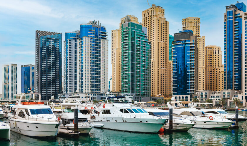 Dubai Marina Wolkenkratzer und Hafen in Dubai, Vereinigte Arabische Emirate