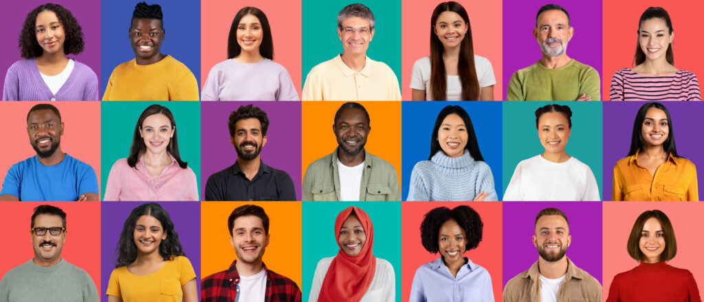 Verschiedene Bilder mit Portraitaufnahmen von Menschen und Avataren