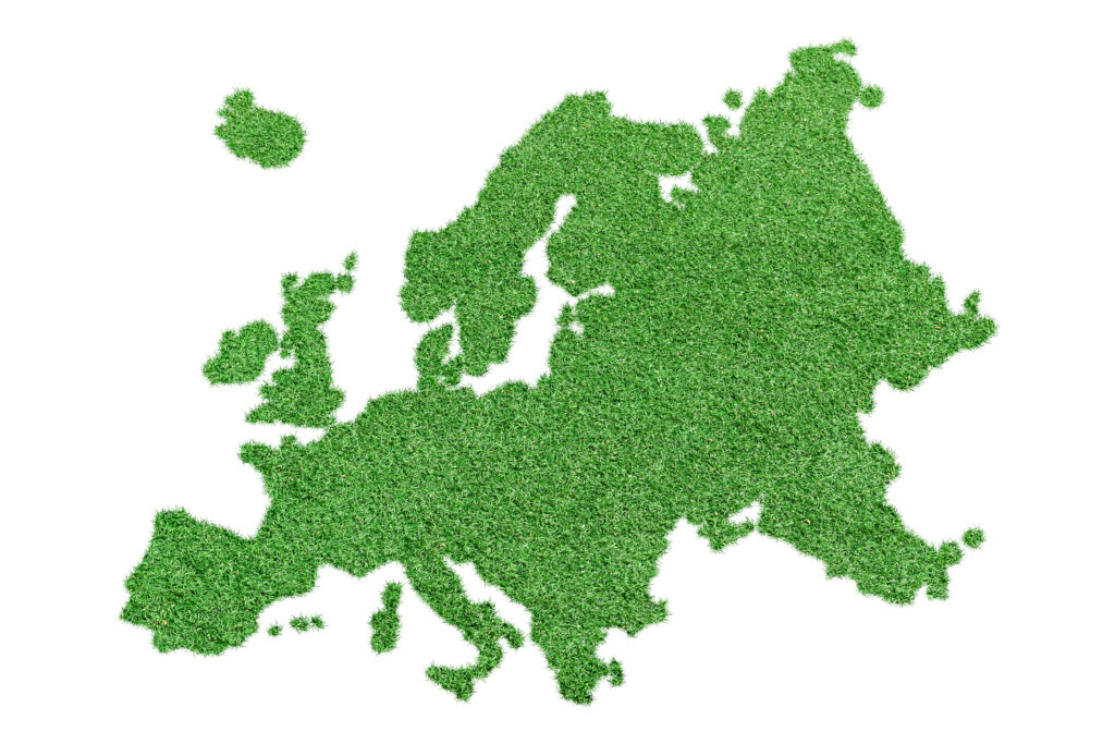 Europakarte aus grünem Gras